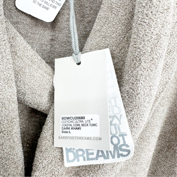 NWT Barefoot Dreams Coastal Cowl Neck Tunic Dark Khaki - Picture 3 of 9